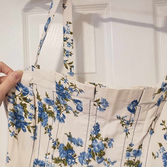 Sold Out NWT By Anthropologie Shoulder-Tie Dress in Blue Floral Ivory, Size M - Picture 8 of 12